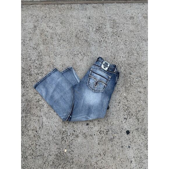 Rock Revival Distressed Blue Straight Jeans - Picture 2 of 16